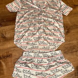 Victoria's Secret Kids Pajama Set - Cream and Black
